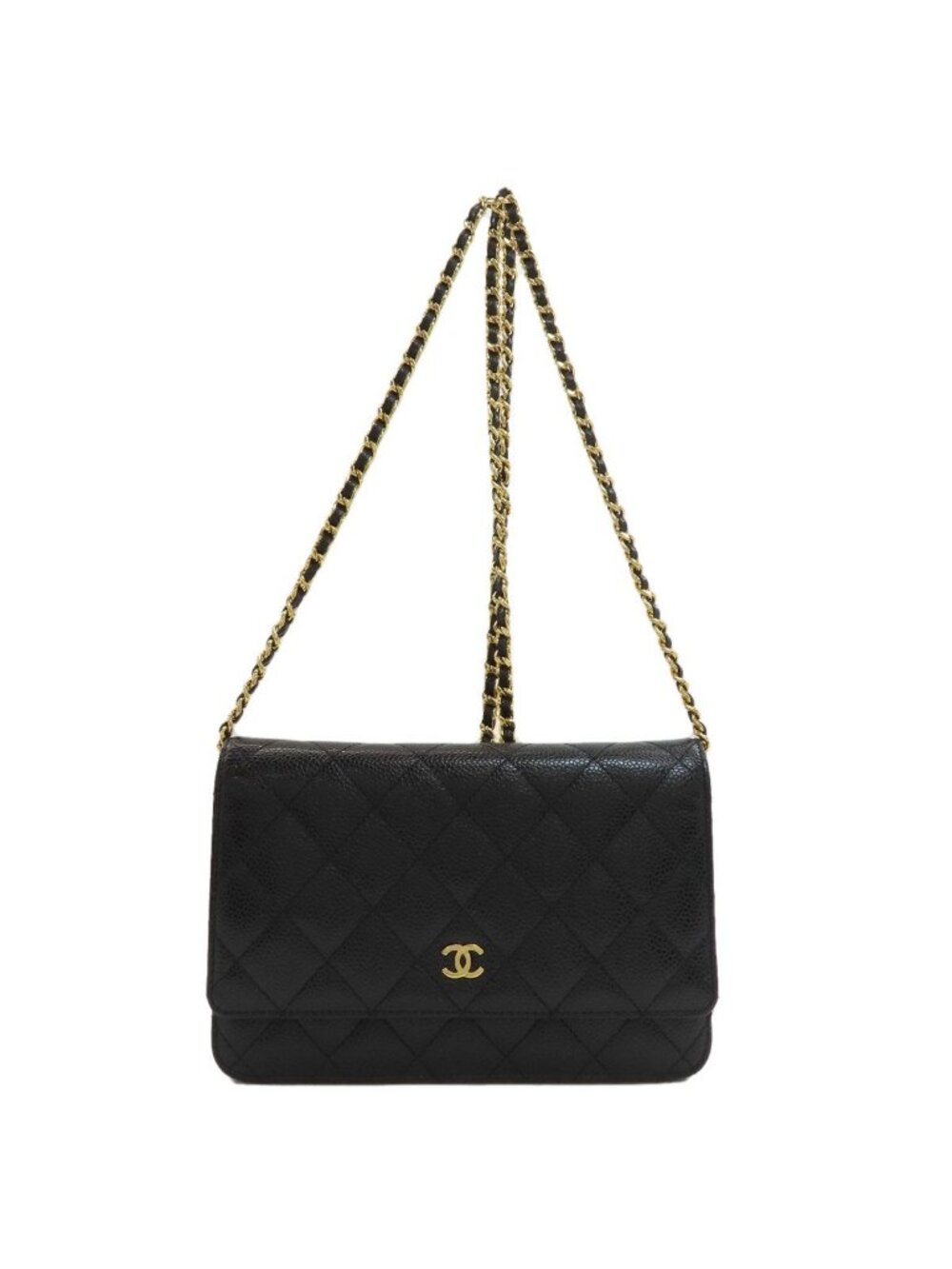 Chanel Chain Wallet Quilted Gold Grained Calfskin Shoulder Bag
